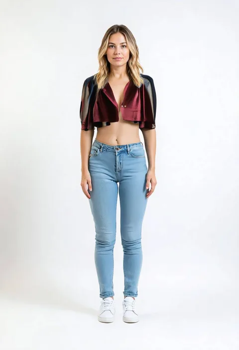 The same jacket rendered on the user's photo by Tryelle
